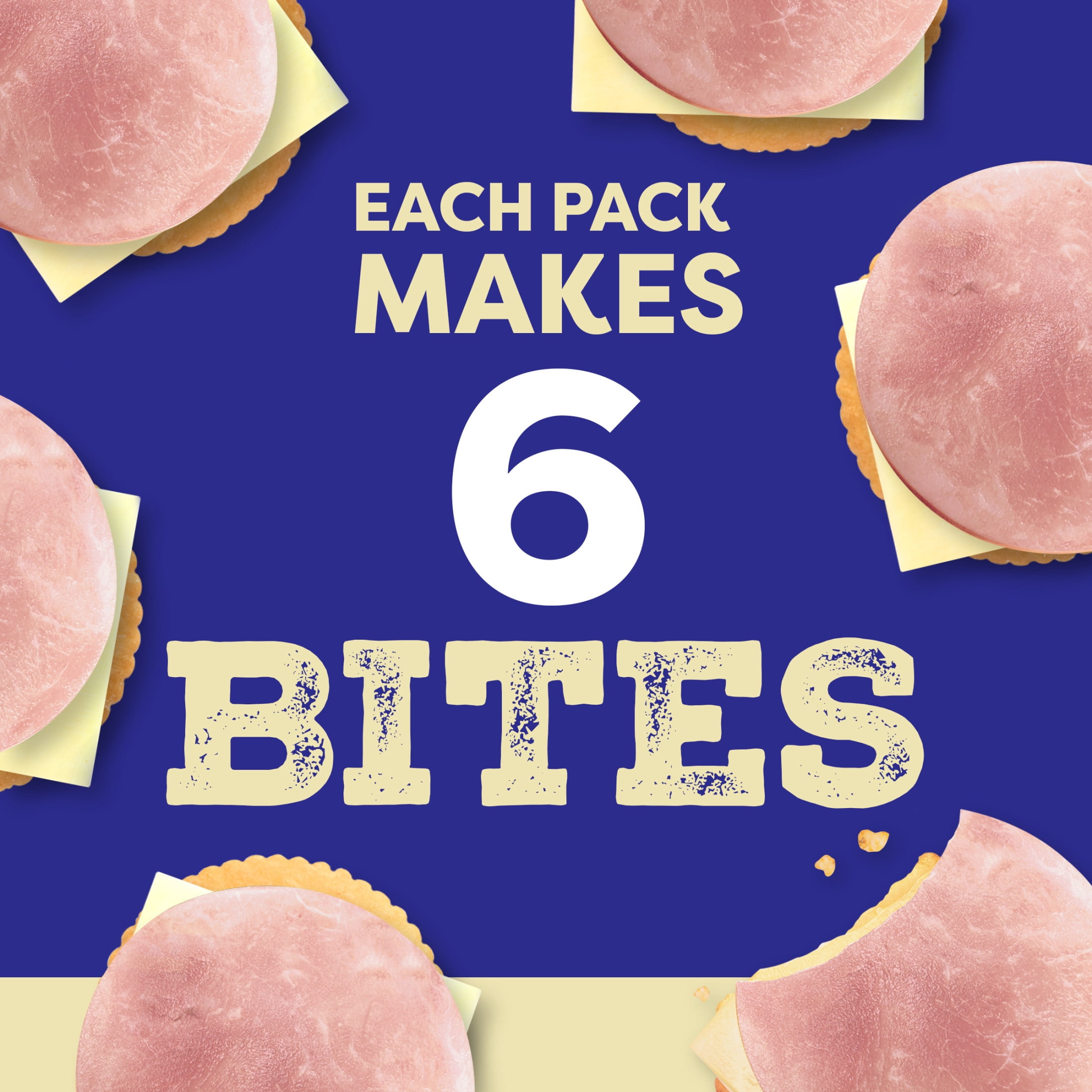Oscar Mayer Bites Natural Hickory Smoked Uncured Ham, Monterey Jack & Cracker Trio Lunch Kit, 1 Tray, for Easy Lunch and On-the-Go Snacking, 16g Protein Snacks, 3.3 oz