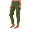 thumbnail image 2 of Linen Cargo Pants for Women, High Waisted Wide Leg Trousers with Pockets, Casual Loose Fit Paperbag Pants, Summer Breathable Work Office Pants, Fashion Gifts for Women | CSEONE,Army Green XL, 2 of 7