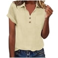 thumbnail image 4 of Vinsonshop Women's Polo Shirts Short Sleeve V Neck Summer Tops Business Casual Collared Shirts Loose Tees (S-3XL), 4 of 9