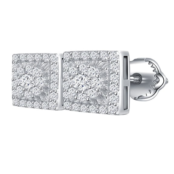 KIJ 0.43 Carat Square Moissanite Stud Earrings,925 Sterling Silver 14K White Gold Plated VVS1 Gra Certified Hypoallergenic Gifts for Men Women