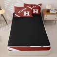 thumbnail image 4 of Homewish Initial H Football Print Zipper Twin Comforter Sets with Fitted Sheet and 2 Pillowcases for Boys Girls,Teens Sport Rugby Zipper Bedding Set,4-Piece,Black Reversible, 4 of 6