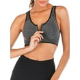 thumbnail image 2 of Women Zipper Racerback Sport Bras Seamless Support Workout Yoga Fitness Sports Bras Gray L, 2 of 6