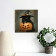 thumbnail image 3 of Vintage Halloween Black Cat and Pumpkin Canvas Wall Art Painting,Gothic Print Pictures for Home Wall Decor Horror Creepy Dark Posters for Living Room Home Halloween Party Decor Framed, 3 of 5