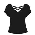 thumbnail image 4 of Tittly T Shirts for Women Spring Tops for Women Womens Summer Tops Short Sleeve Shirts V Neck Tshirts Loose Casual Tunic Blouses Tees Tshirts Shirts Basic Tees Black XL, 4 of 4