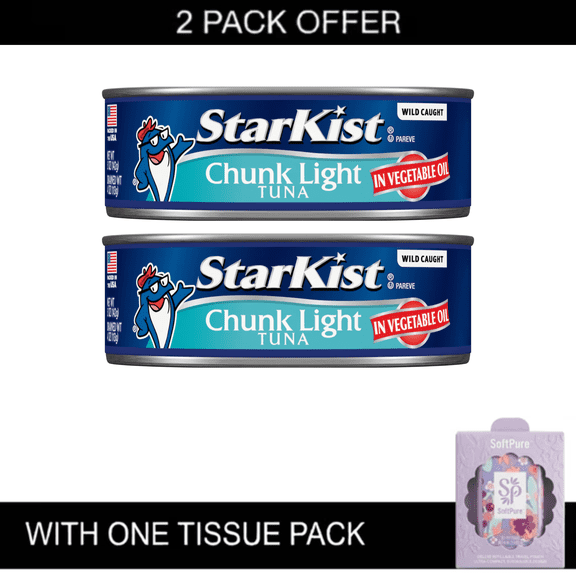 2x StarKist Chunk Light Tuna in Oil, Wild Caught, 20g Protein, 5 oz Cans