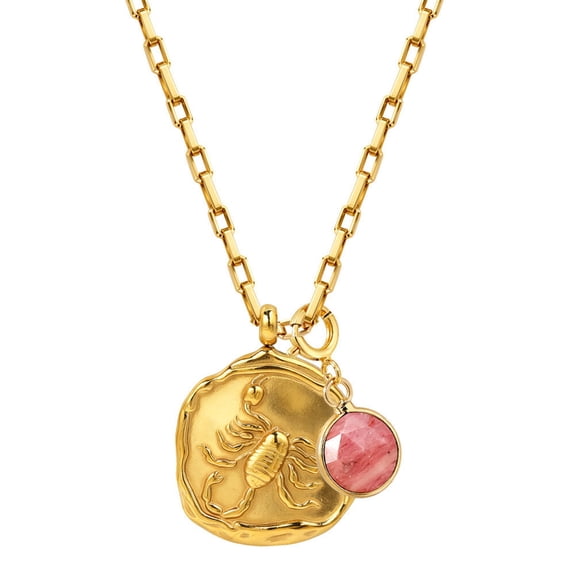 HIJONES Women's 12 Constellation Horoscope Pendant Necklace Stainless Steel Birth Gemstone Sign Personalized Pendant Chain Jewelry Scorpio