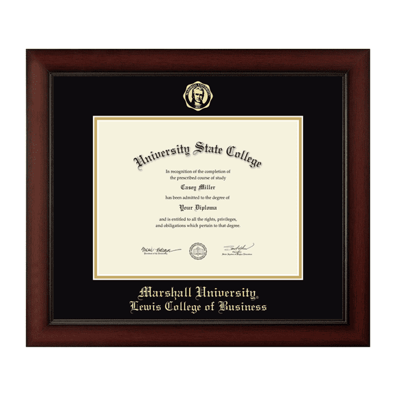 Framerly - Marshall Business Diploma Frame with Black and Gold Mat