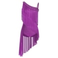thumbnail image 3 of Hansber Women Latin Dance Dress Asymmetrical Skirt Leotard Fringe Tassel Tango Salsa Ballroom Performance Dancewear Purple M, 3 of 7