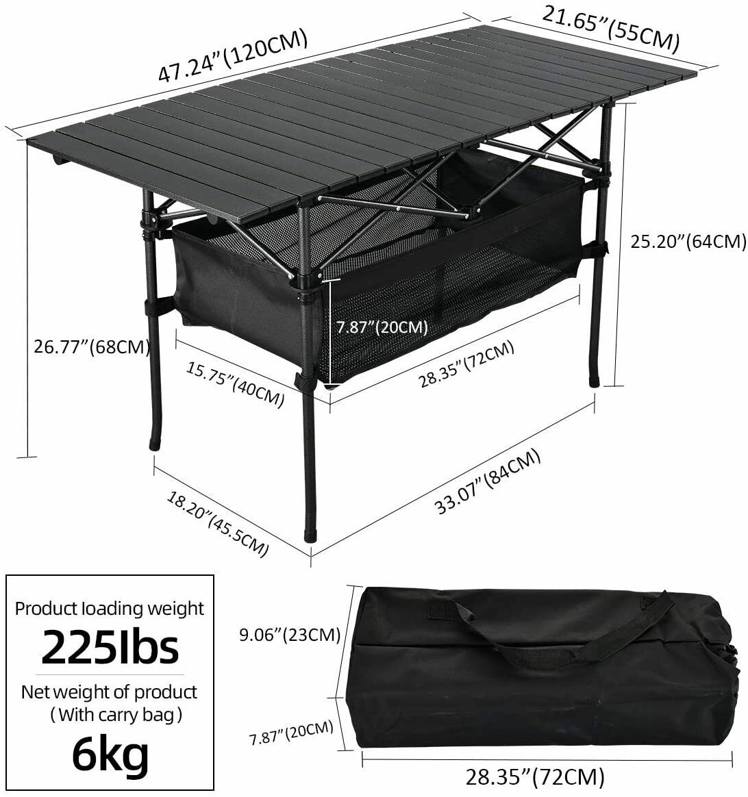 NEX Camping Table, Black
