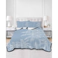 thumbnail image 2 of Quilts Twin Size Bedding Set, Blue Palm Tree Lightweight Quilted Comforter, Summer Beach Coastal Tropical Botanical Soft Reversible Bedspread Coverlet with Pillow Covers for All Season, 68" x 86", 2 of 7