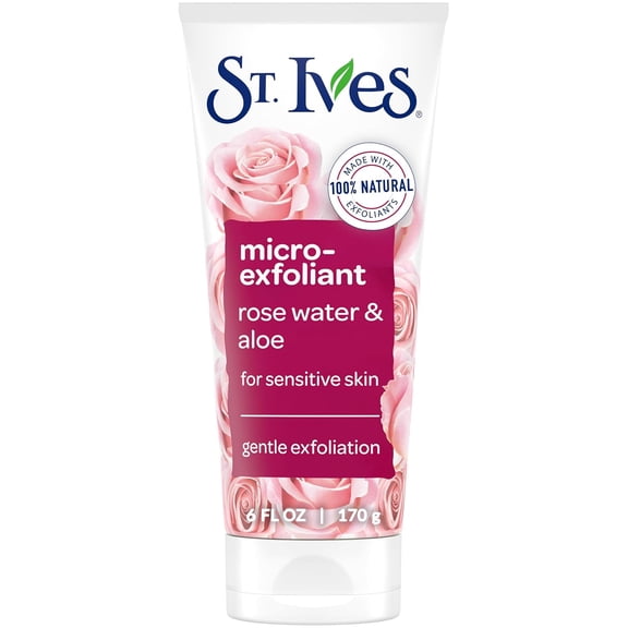 St. Ives Face Scrub Micro-Exfoliant Rose Water and Aloe Vera Natural Exfoliants 6 OZ - 2 Pack