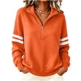 thumbnail image 6 of Hurxie Women's Varsity Striped Sweatshirt Oversized Lightweight Knit Pullover Drop Shoulder Crew Neck Long Sleeve Casual Sweatshirts, 6 of 6