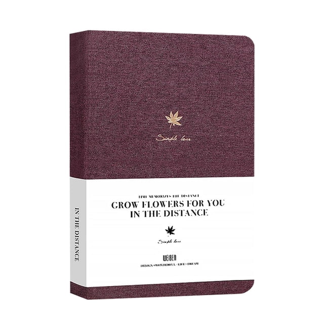 Libreta genérica de hojas fijas en tela de lino premium, tamaño A5, tapa dura, rayada, tamaño mediano, 7,48 x 5,11 pulgadas, papel premium de 100 g/m², página numerada, bolsillo interior marrón.