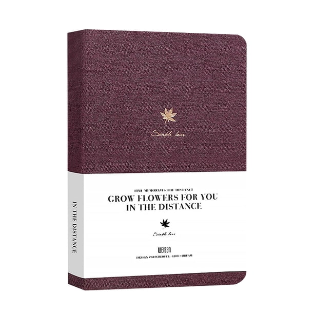 Libreta genérica de hojas fijas en tela de lino premium, tamaño A5, tapa dura, rayada, tamaño mediano, 7,48 x 5,11 pulgadas, papel premium de 100 g/m², página numerada, bolsillo interior marrón.