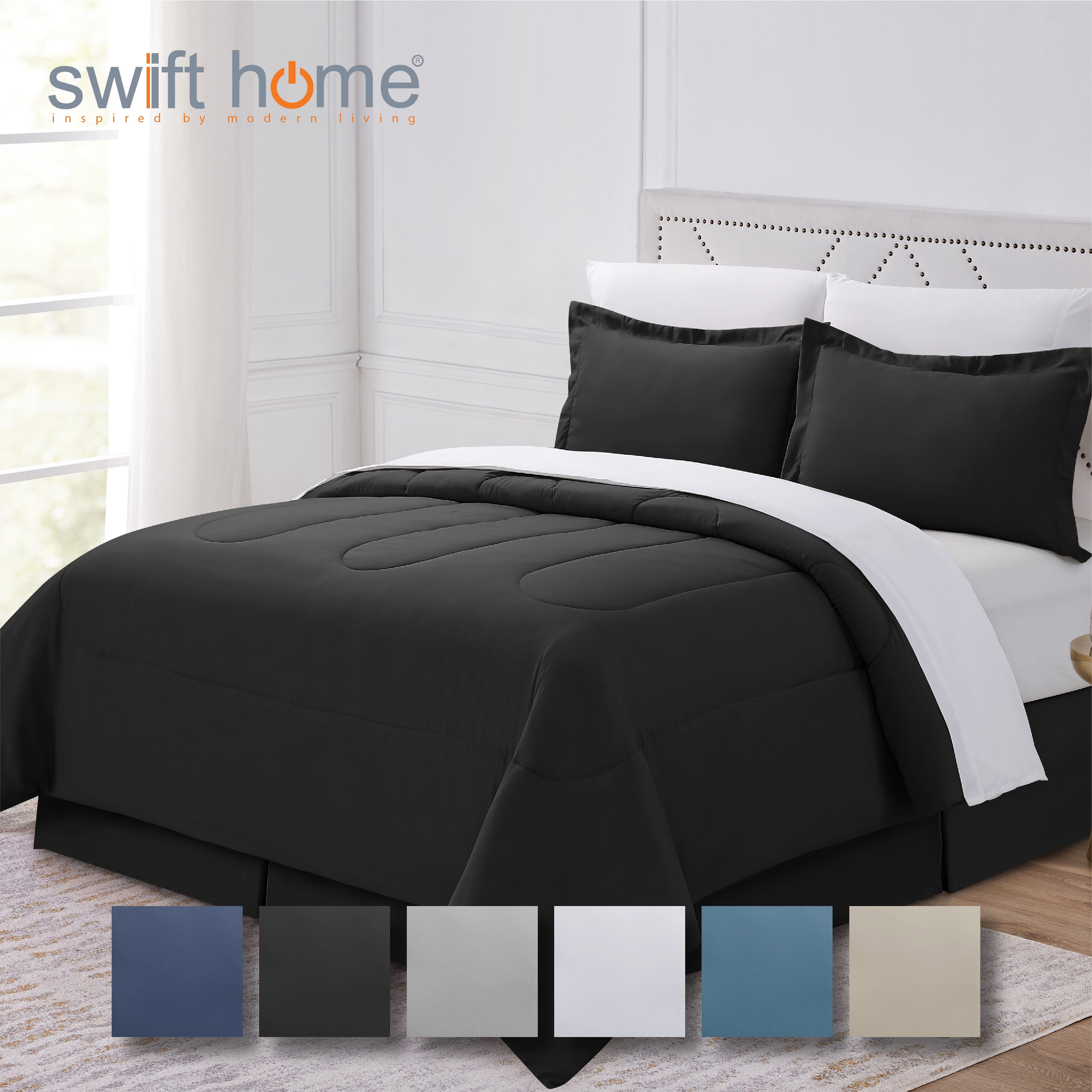 6PC Twin Complete Bedding Set (Comforter, Sheets, Pillowcases, Bed Skirt, Shams) Bed In A Bag ...