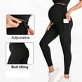 thumbnail image 6 of Women's Maternity Yoga Pants, Maternity Leggings, High Elastic Belly Support Seamless Leggings with Pockets, Pregnancy Workout Tights, Comfortable Motherhood Activewear for Daily Wear Black M, 6 of 8