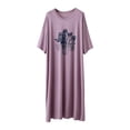 thumbnail image 2 of Women's Sleepshirt Dress Comfortable Nightshirt Nightgown Short Sleeve Sleepwear Purple XL, 2 of 5