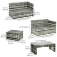 thumbnail image 3 of Outsunny 6pcs Garden Furniture Sofa Set, Rattan 3 Armchairs 2 Table Blue, 3 of 10