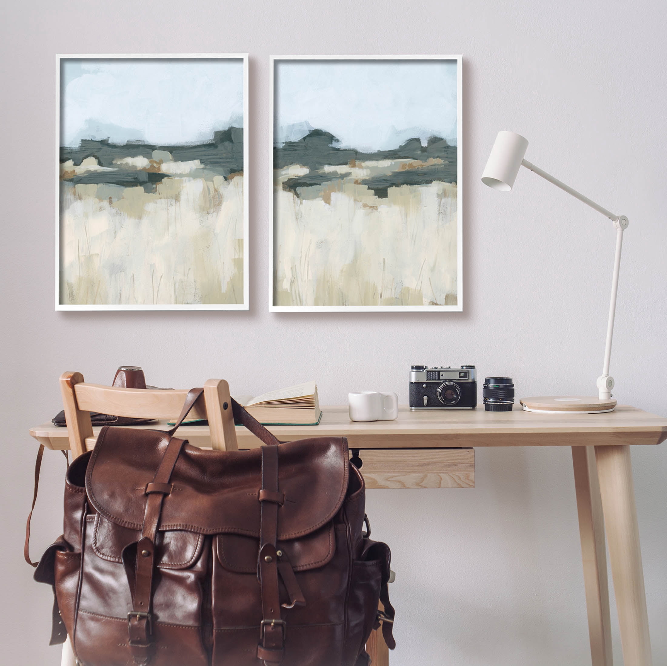 Stupell Industries Brushed Abstract Badlands Scenery Painting White Framed Art Print Wall Art, Set of 2, Design by June Erica Vess