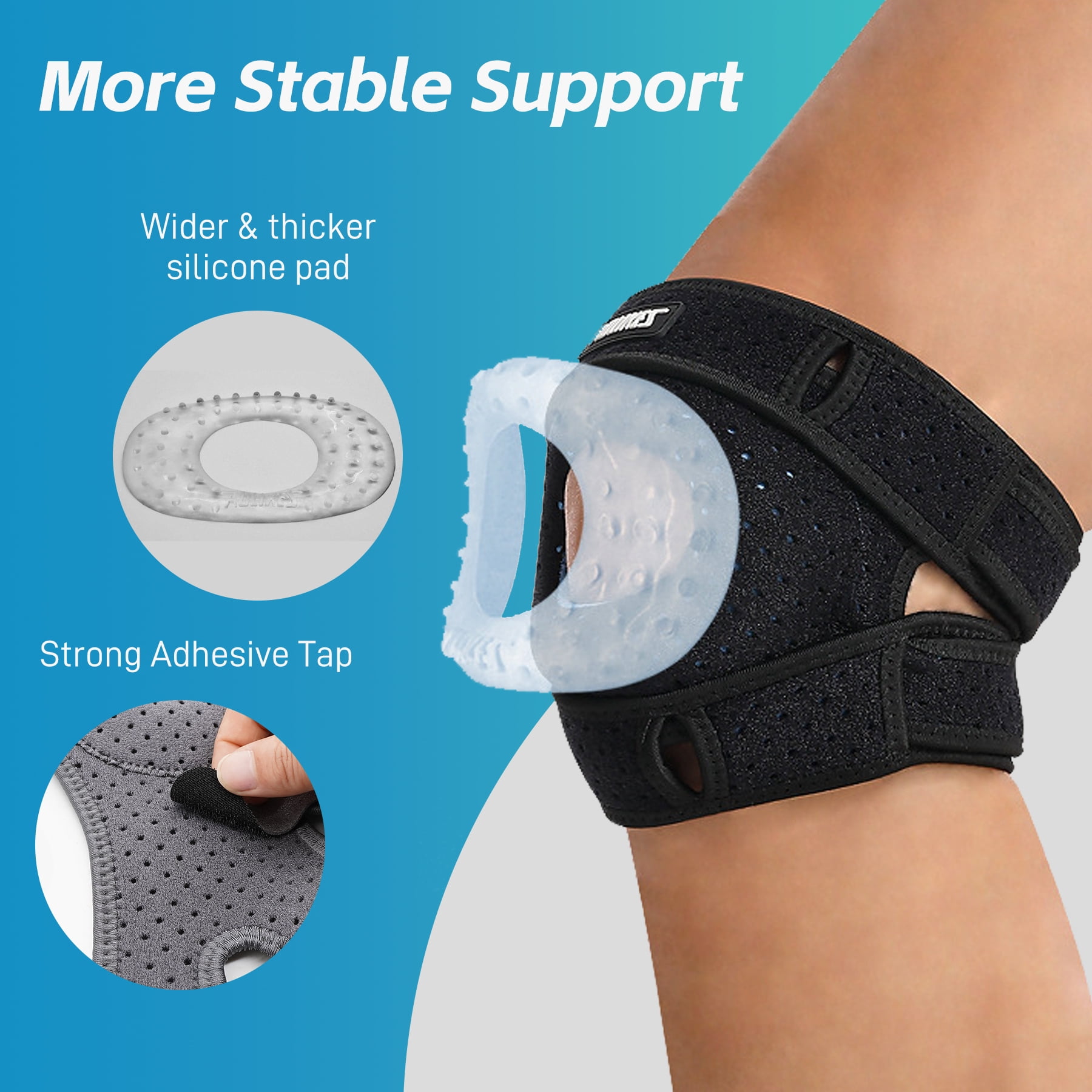 Ueasy Patella Knee Braces for Men Women, Compression Knee Sleeves Patella Stabilizer for Knee Pain Relief, Knee Support for Meniscus Tear Workout Sports Knee Protection for ACL Arthritis
