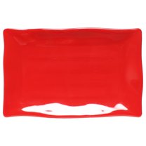 Excellante 13 1/2" X 9 1/8" Wave Rectangular Plate, Pure Red Extra Heavy Weight Melamine Dinnerware Collection, Comes in Dozen