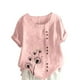thumbnail image 1 of Vestidos Casuales Para Mujer, Blusas De Mujer De Moda Blusa informal de lino con cuello redondo, manga corta y botones para mujer, 1 of 4