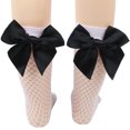 thumbnail image 3 of Faithtur Femmes Filles Chaussettes Résille, Bas de Mode Bas de Bas de Mode en Maille de Genou avec Noeud en Satin, 3 of 7