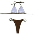 thumbnail image 4 of Women Swimsuits Solid Color Spaghetti Strap Three-Point Separates Bikinis Brown Bathing Suit for Women L, 4 of 7