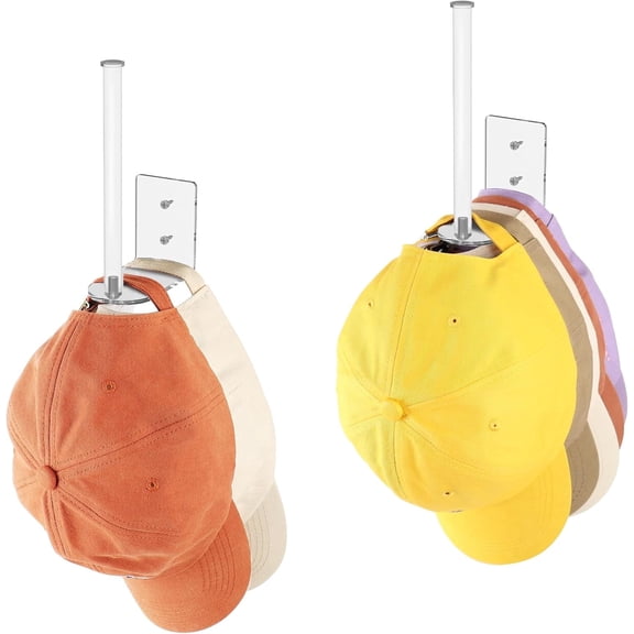 RAMROUND Hat Racks Acrylic Clear Wall Mounted Organizer for Baseball Caps 2 Pack