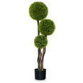 thumbnail image 1 of Gymax 4 FT Artificial Boxwood Topiary Ball Tree w/ Triple Ball Faux Greenery Plant, 1 of 10