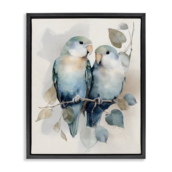 Stupell Industries Modern Blue Bird Lovers Black Floating Frame Canvas Art, 17 x 21, by Franklyn Gregory
