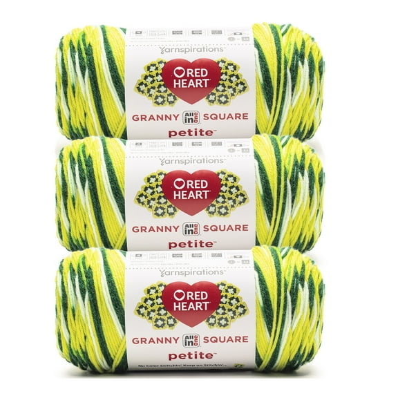 Red Heart® All In One Granny Square Petite™ #4 Worsted (Medium) Acrylic Yarn, Sweet pad 8.8oz/250g 440 Yards (3 Pack)