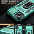 thumbnail image 2 of for iPhone 13 Mini Case with Screen Protector,Sliding Camera Cover,-Grade Cover with  Stand Phone Case 5.4" Turquoise, 2 of 13