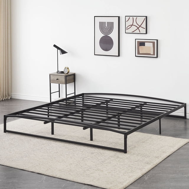 Kojooin Low Bed Frame, 6/10 Inch Heavy Duty Metal Platform Bed Frame Low Profile, Mattress Foundation, No Box Spring Needed, Noise-Free, Easy Assembly