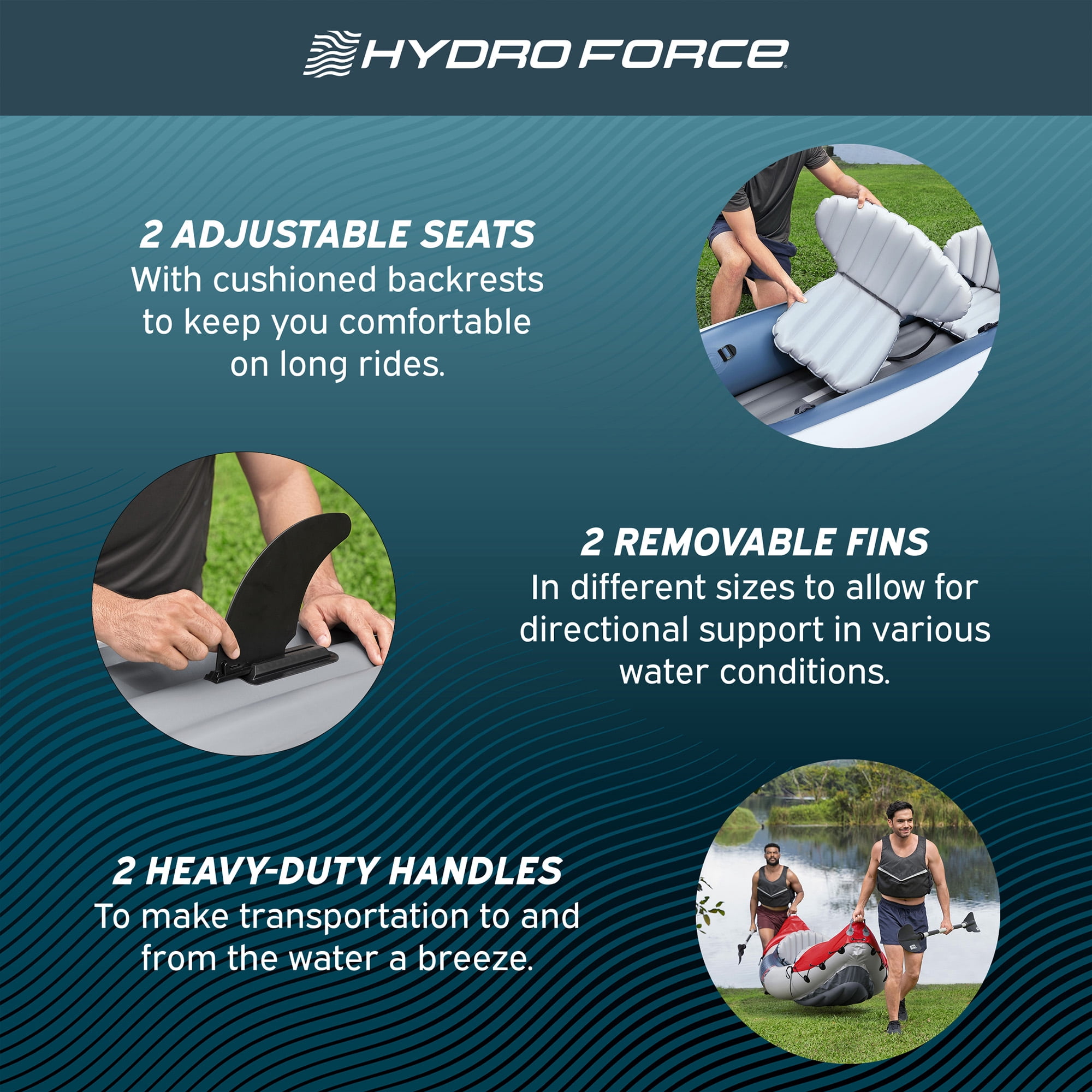 Bestway Hydro-Force Rapid X2 Inflatable 2 Person Kayak Outdoor Water Set
