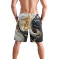 thumbnail image 3 of Dailycode Men's Quick Dry Swim Trunks Beach Shorts Casual Summer Board Shorts with Pockets, Black White Gold Tie Dye, 3 of 8