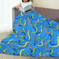 thumbnail image 6 of Honeii Colorful Snake Print Fleece Blanket - Throw Blanket for Bed, Sofa, Couch, Camping, and Travel , Microplush Ultra Soft Warm Blanket-50"x40", 6 of 7