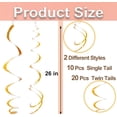 thumbnail image 2 of 30 pcs Gold Hanging Swirl Decorations Swirls Party Decorations Plastic Party Streamer for Ceiling, 26", 2 of 11