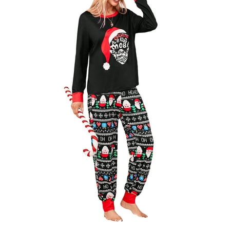 

Xiaoluokaixin Christmas Print Long Sleeves Shirt and Pants in Women 2 Piece Pajama Set