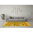 thumbnail image 3 of Ahgly Company Machine Washable Indoor Square Oriental Yellow Modern Area Rugs, 6' Square, 3 of 4