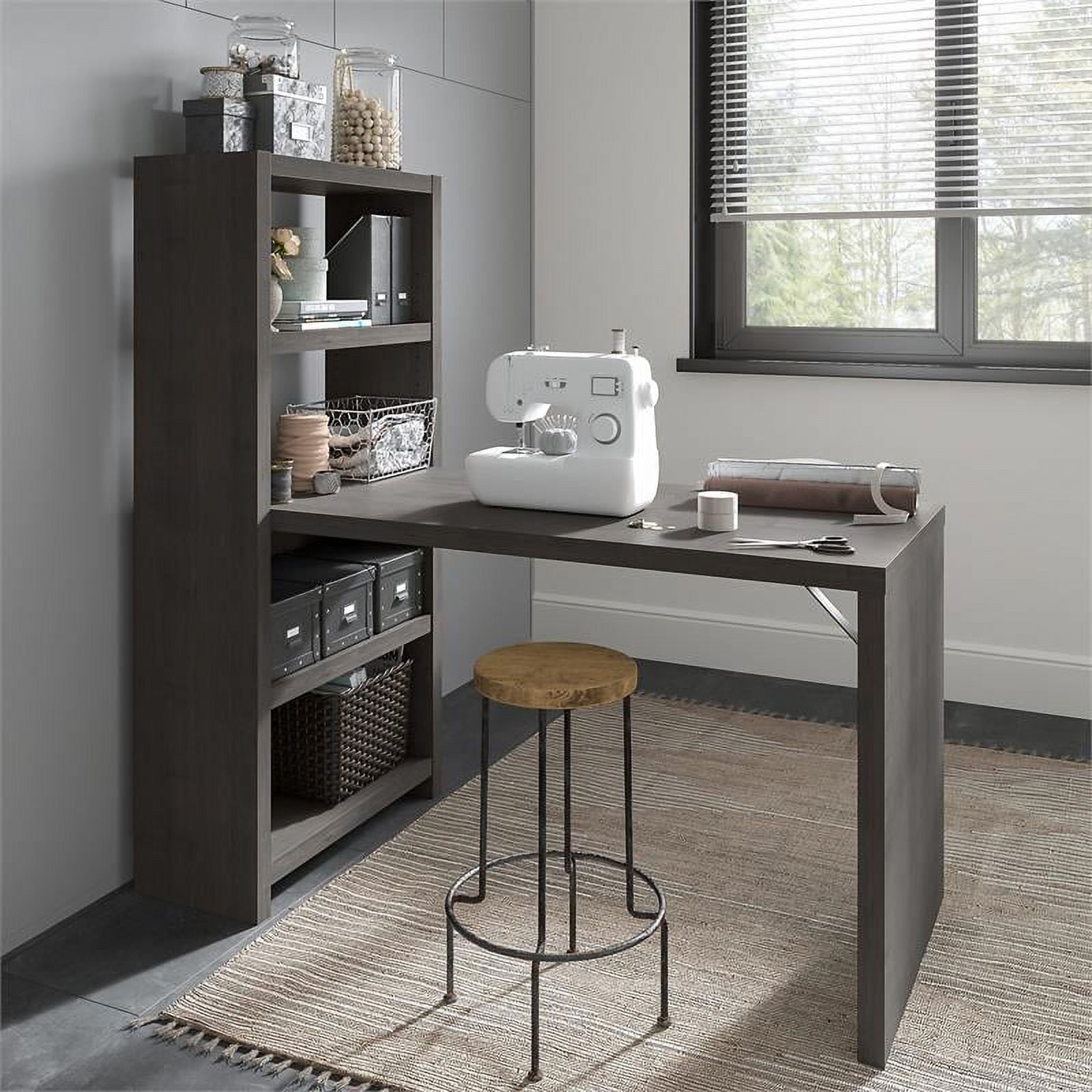 Echo 56W Craft Table in Pure White and Modern Gray - Engineered Wood 