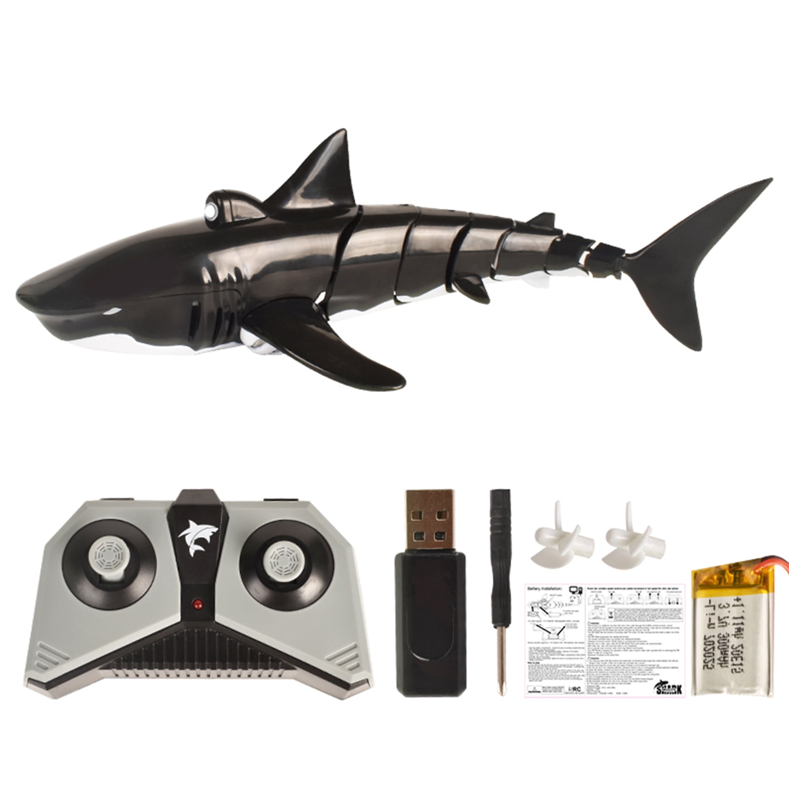Bateau Requin-baleine Télécommandé 2.4 GHz – Modèle 1:18, étanche, Double Moteur, Charge USB, Pour Piscine, Bain Ou Lac