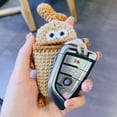 thumbnail image 3 of Funny Small Purse Entrance Guard Card Bag Cute Toy Pendant Car Key Clothes Car Key Cover Hand Woven Wool Key Bag Knitting Key Case Big Mouth  Key Pendant Sausage Mouth Key Bag B, 3 of 8