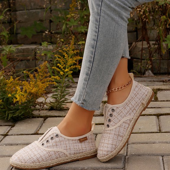 Norvail Womens Denim Slip On Canvas Rope Sole Fisherman Shoes, Comfortable Lightweight Casual Flats,Breathable Summer Espadrilles for Beach Vacation Daily Walking