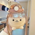 thumbnail image 4 of Vaso de agua Summer Bear de gran capacidad, doble bebida, botella de agua de gran barriga, vaso de plástico de alto valor para niñas, bonito para estudiantes, 4 of 5