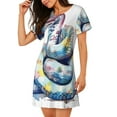 thumbnail image 2 of Yiaed Watercolor Snake Print Women's Loose-Fit Short Sleeve Nightgown, Soft and Comfortable Sleep Dress for Relaxation and Sleepwear, 2 of 6