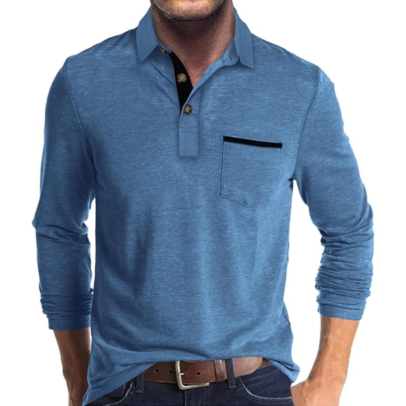 Polo Thermique à Boutons à Manches Longues pour Homme en Coton avec Poche : Style Classique Confort Ultime pour l'Automne et l'Hiver - Tenue Décontractée