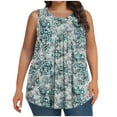 thumbnail image 2 of Tank Tops for Women Plus Size Sleeveless Round-Neck Casual Floral Printed T-shirt Gray XL, 2 of 6