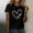 Black, variant on Women Tops Oma Women's Love Letter Printed Shirt Short Sleeved Round Neck T Shirt Fashion Top Lightweight Soft Casual Summer Clothing Clothes(Navy Blue,Xxl)
