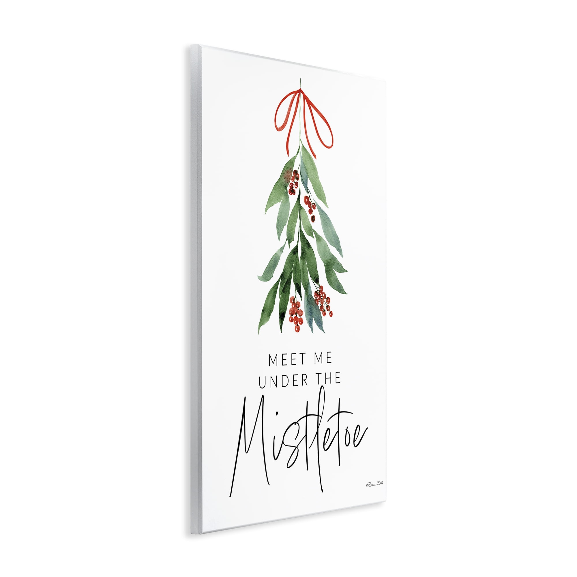 Stupell Industries Meet Me Under Mistletoe Holiday Painting Unframed Art Print Wall Art, 13 x 19